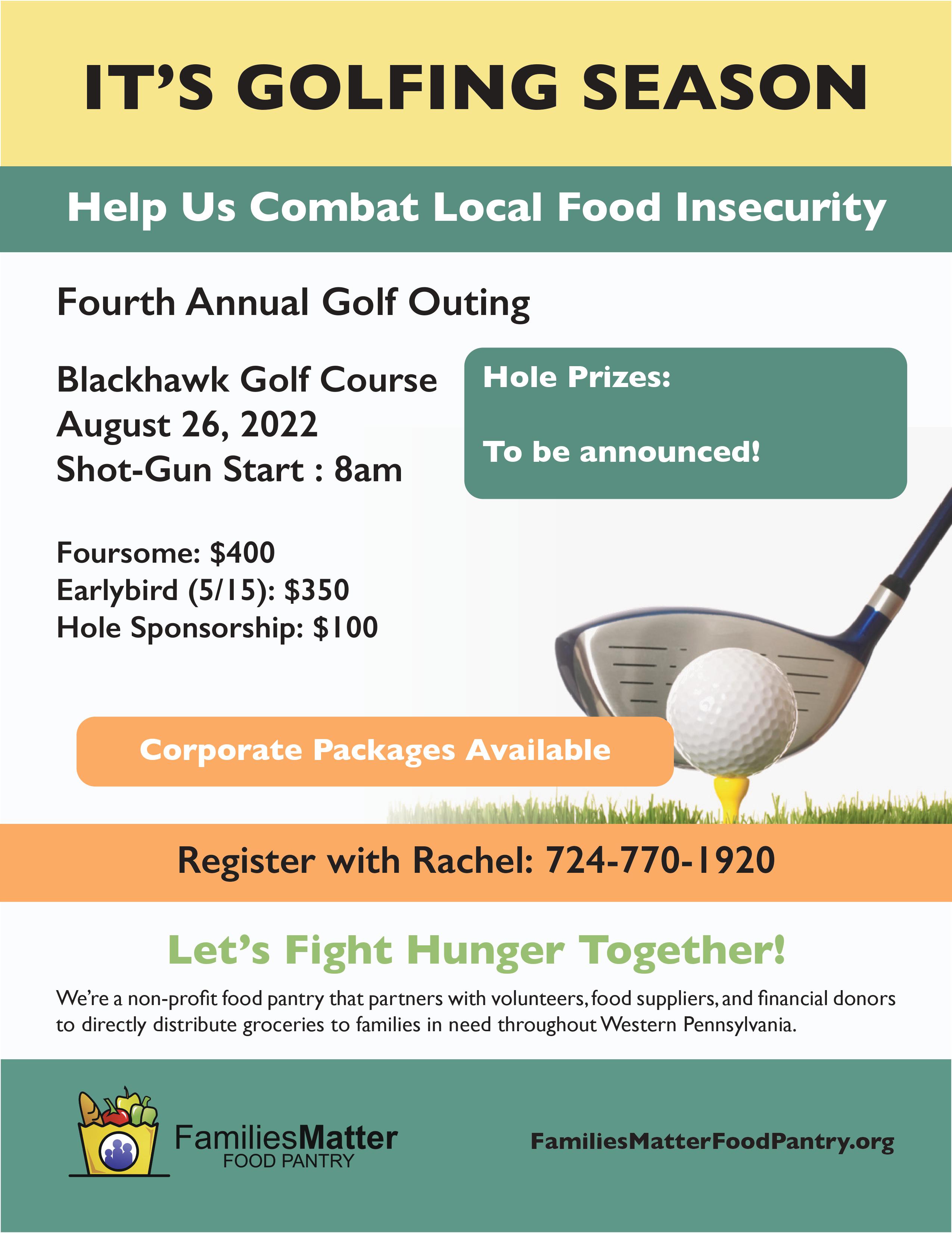 Families Matter Food Pantry Golf Outing Flier