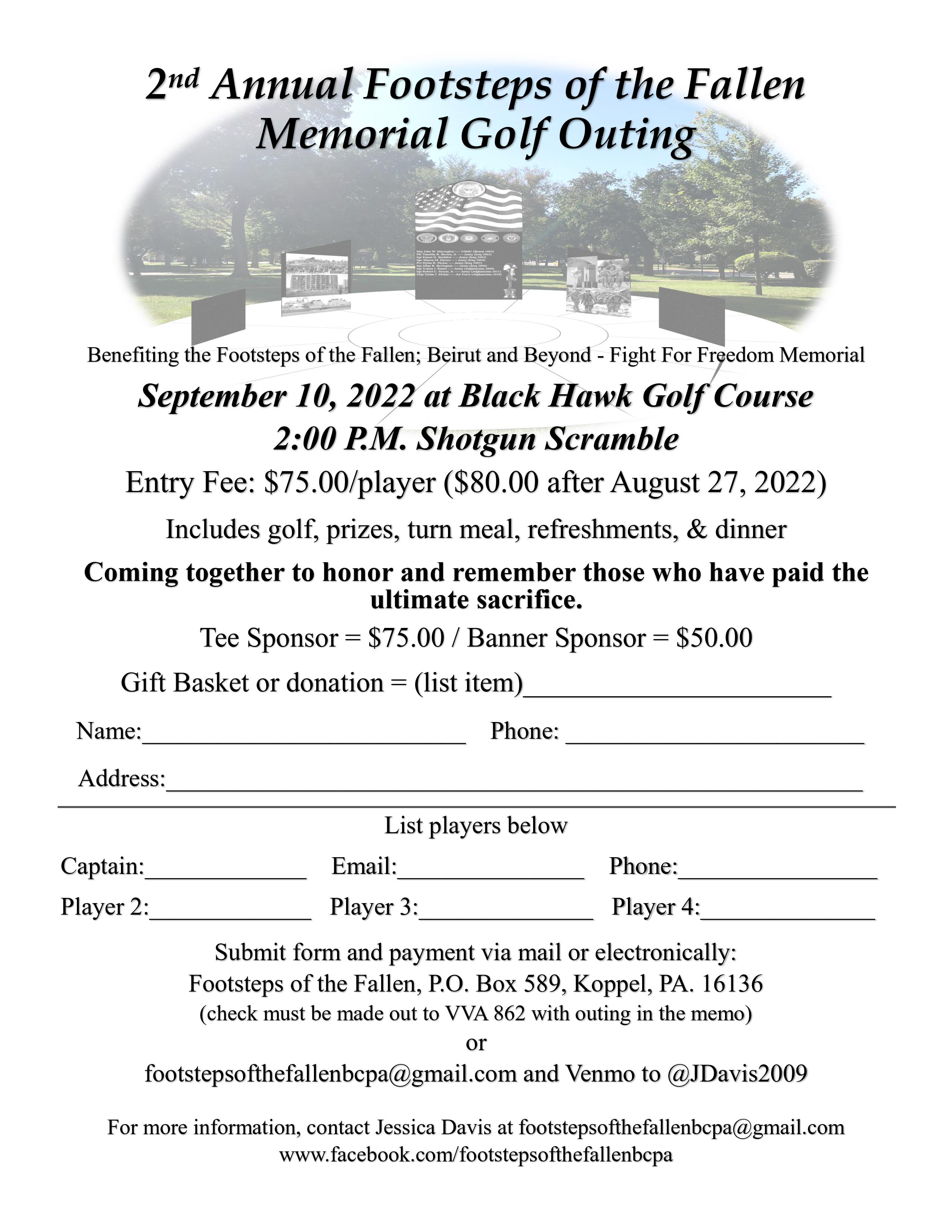 Footstep of the Fallen Memorial Golf outing