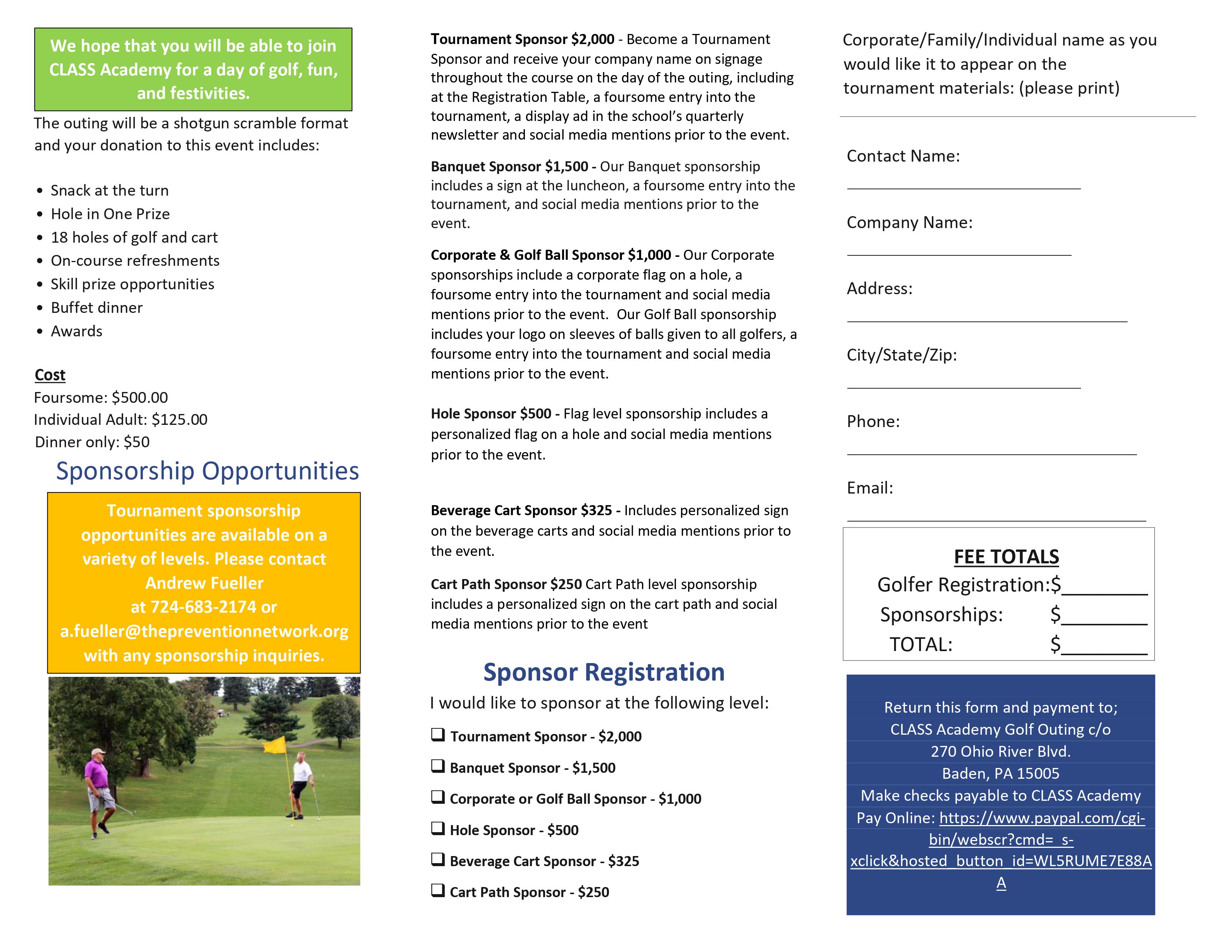 Golf Outing 2021 PDF Brochure CLASS Page 2